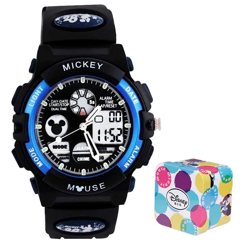 Disney Mickey цифровые детские резиновые ручные часы 3 бар водонепроницаемые