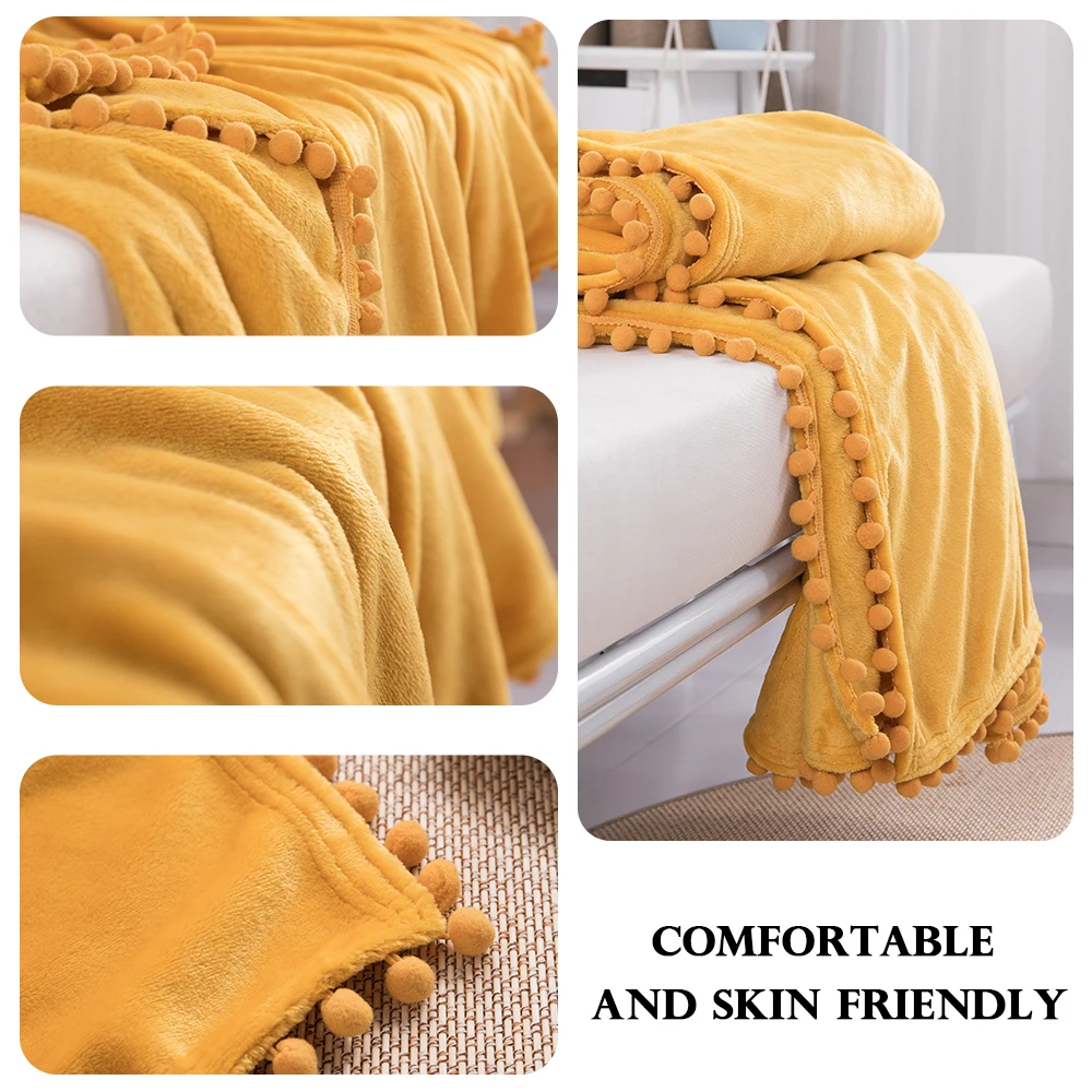 2020 Новое фланелевое одеяло с помпоном Легкая удобная кровать мягкое подходит для