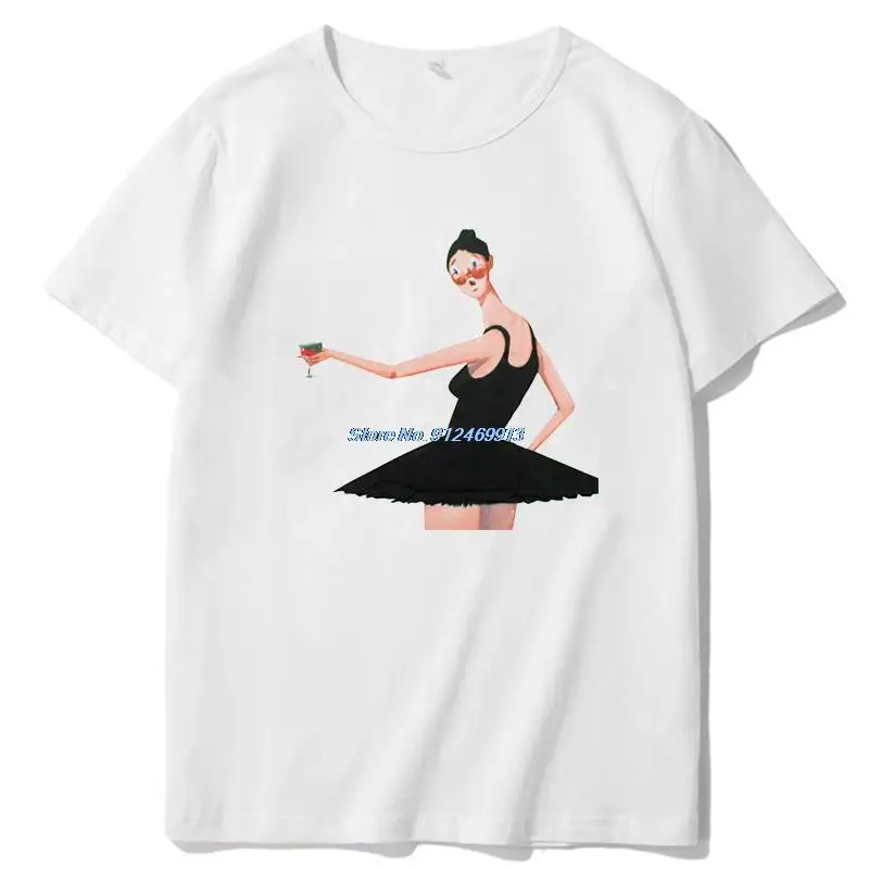 

Kanye West Runaway Ballerina Men's White O-neck cotton T shirt Harajuku Streetwear Summer Men's clothing