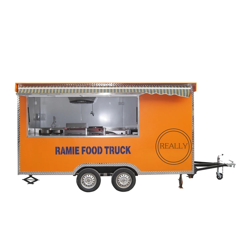 

400*200*230cm Food Truck Mobile Kitchen Crepe Catering Trailer Hot Dog Kiosk Bubble Tea Cart for Sale Customizable