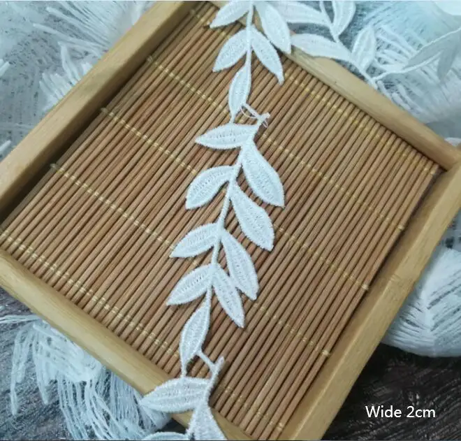 1 ярд вышивка кружевная лента черная белая ткань 2 см аппликация в виде листа