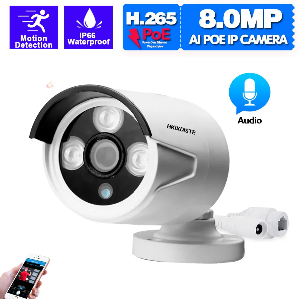 

H.265 8MP CCTV Exterior IP Camera System Outdoor Waterproof Night Vision POE Bullet Security Camera Video Surveillance Cam 4K HD