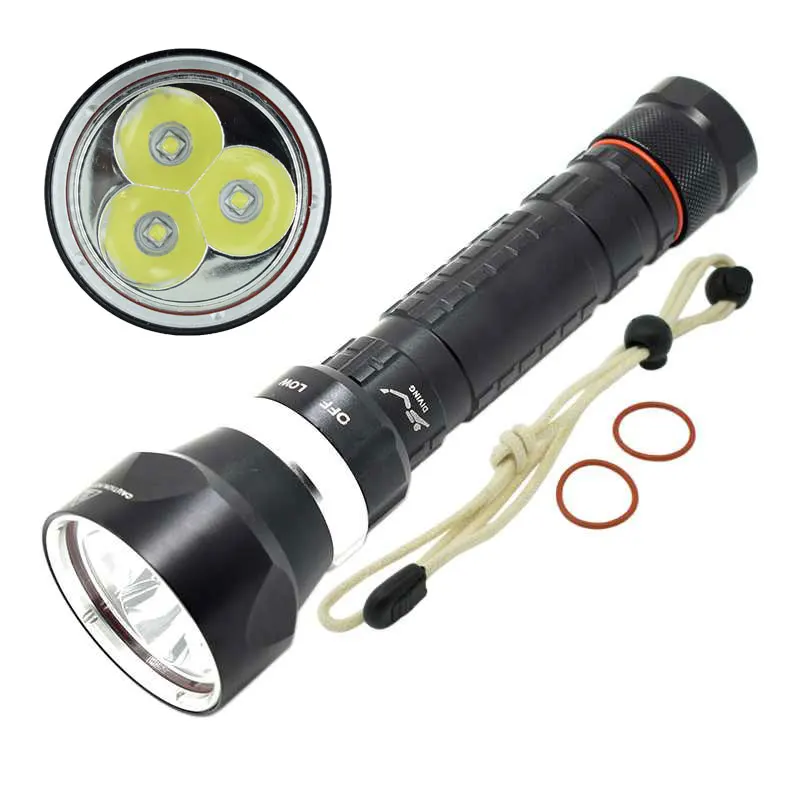 Водонепроницаемый Подводный фонарь для дайвинга 3x18650 светодиодный