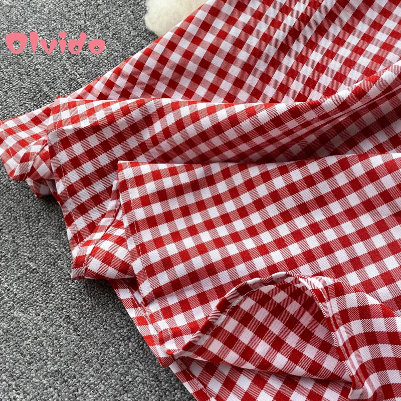 

Pink Seaside Holiday Dress Summer New Sexy Halter Straps Slim Mid-Length Retro Plaid Suspender Skirt Party Prom Kawaii Girl Y2k