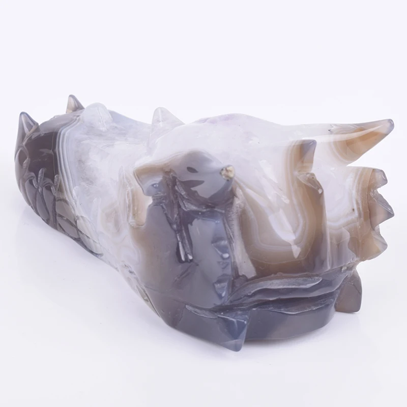 4,8 ''Geode бисер из драгоценного камня череп дракона фигурки натуральный кварцевый камень ремесла целебное Мини Череп антикварное украшение для дома