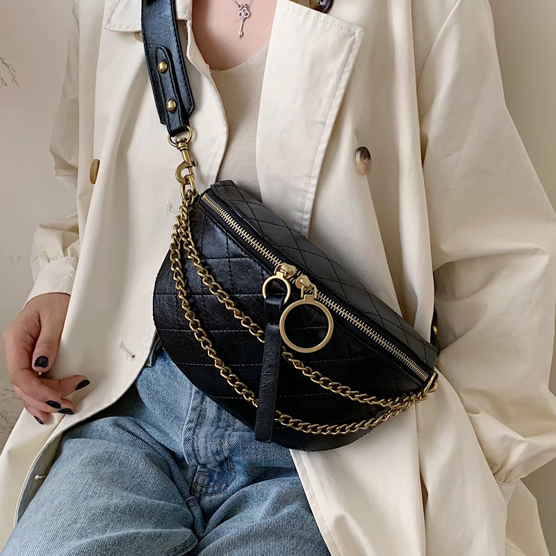 DORANMI цепи ремень Fanny Pack Для женщин Поясные сумки 2021 Элитный бренд дизайн Crossbody