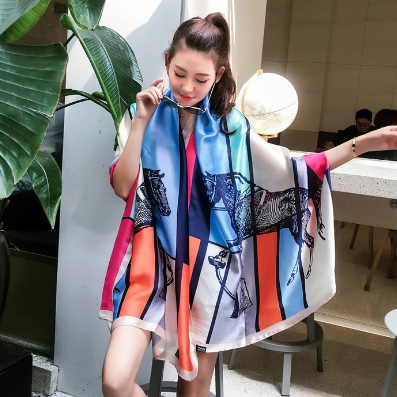 

2021 роскошный бренд весна-осень новый стиль шелковые шарфы женская шаль модный теплый шарф солнцезащитный шифоновый хиджаб одеяло