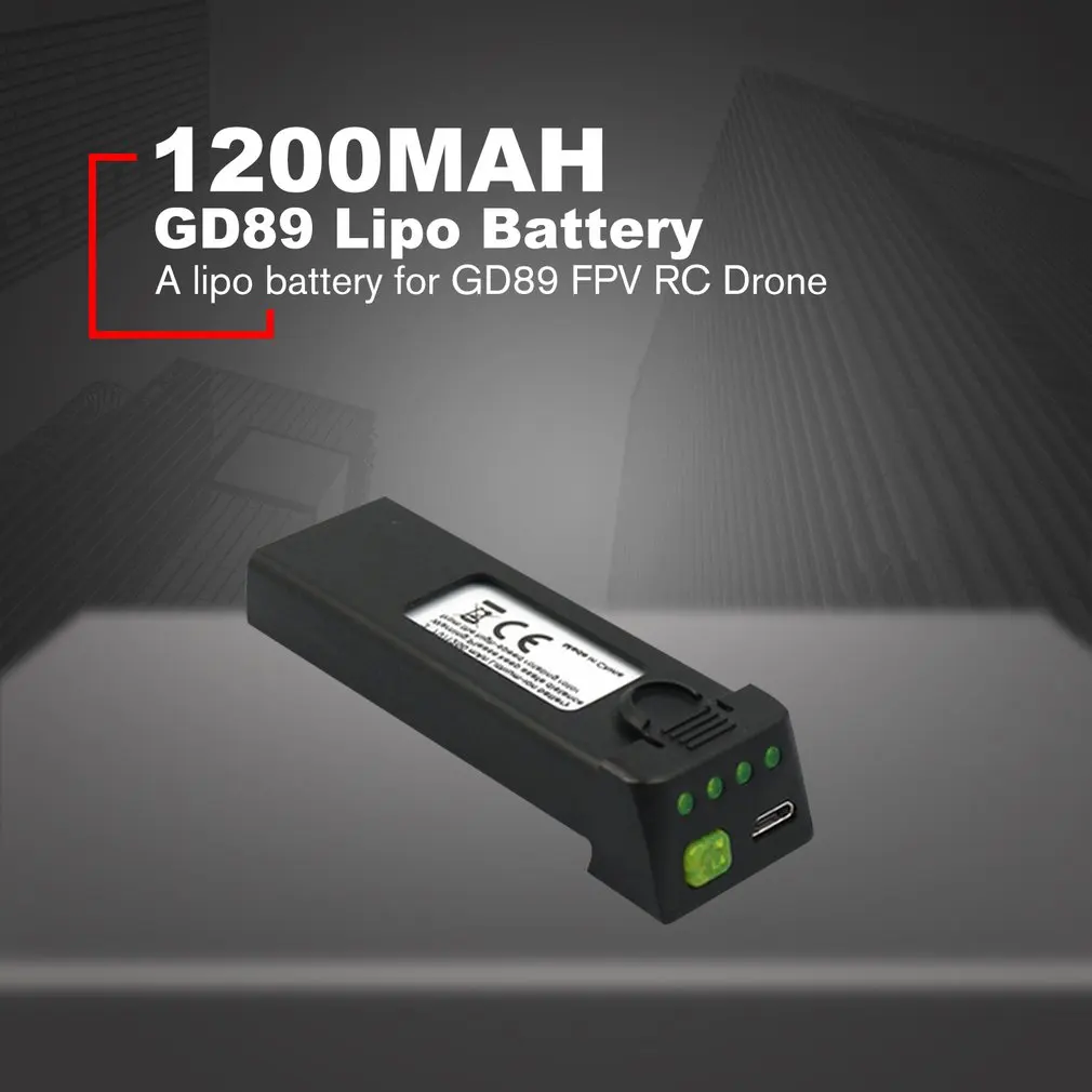 3,7 V 1200mah Lipo батарея Замена аккумуляторных батарей для GD89 FPV RC Дрон запасные части Аксессуары - Цвет: Черный