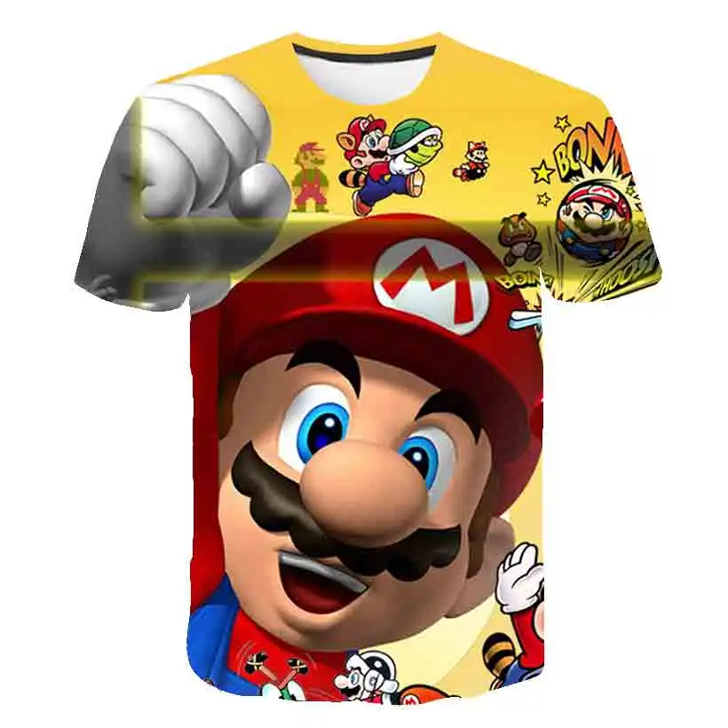 Одежда для девочек Super sonic летняя мужская одежда с принтом Mario 3D Забавные футболки