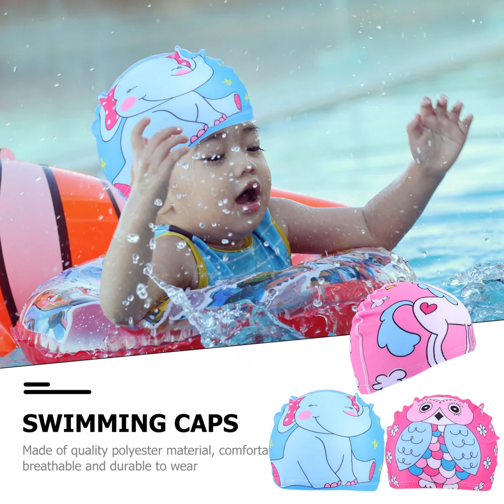 

3pcs Kids Printing Swimming Cloth Caps Cartoon Elastic Swim Caps Bathing Caps