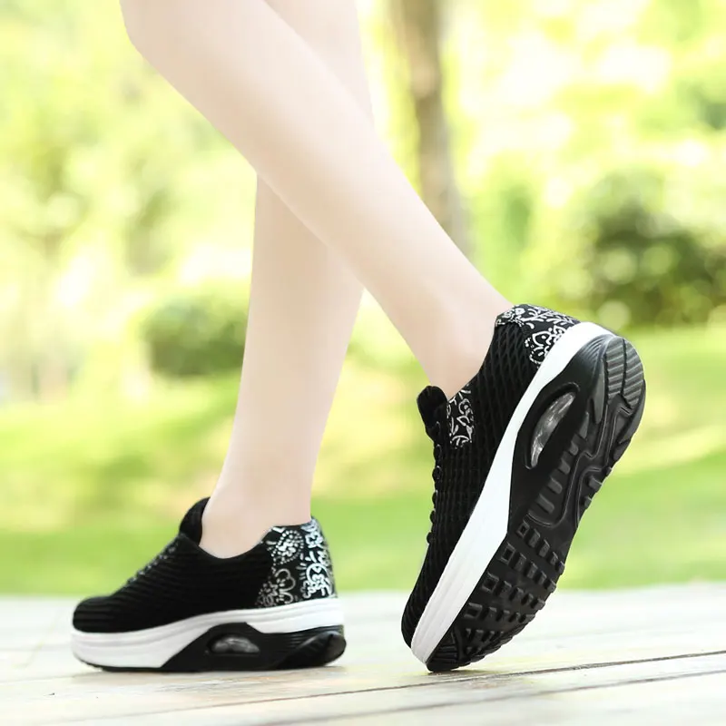 

Network Soft Woman Casual Shoes Women Wedge tenis feminino Fashion Breathable Mesh Shoes For Women Increase Shake Shoes