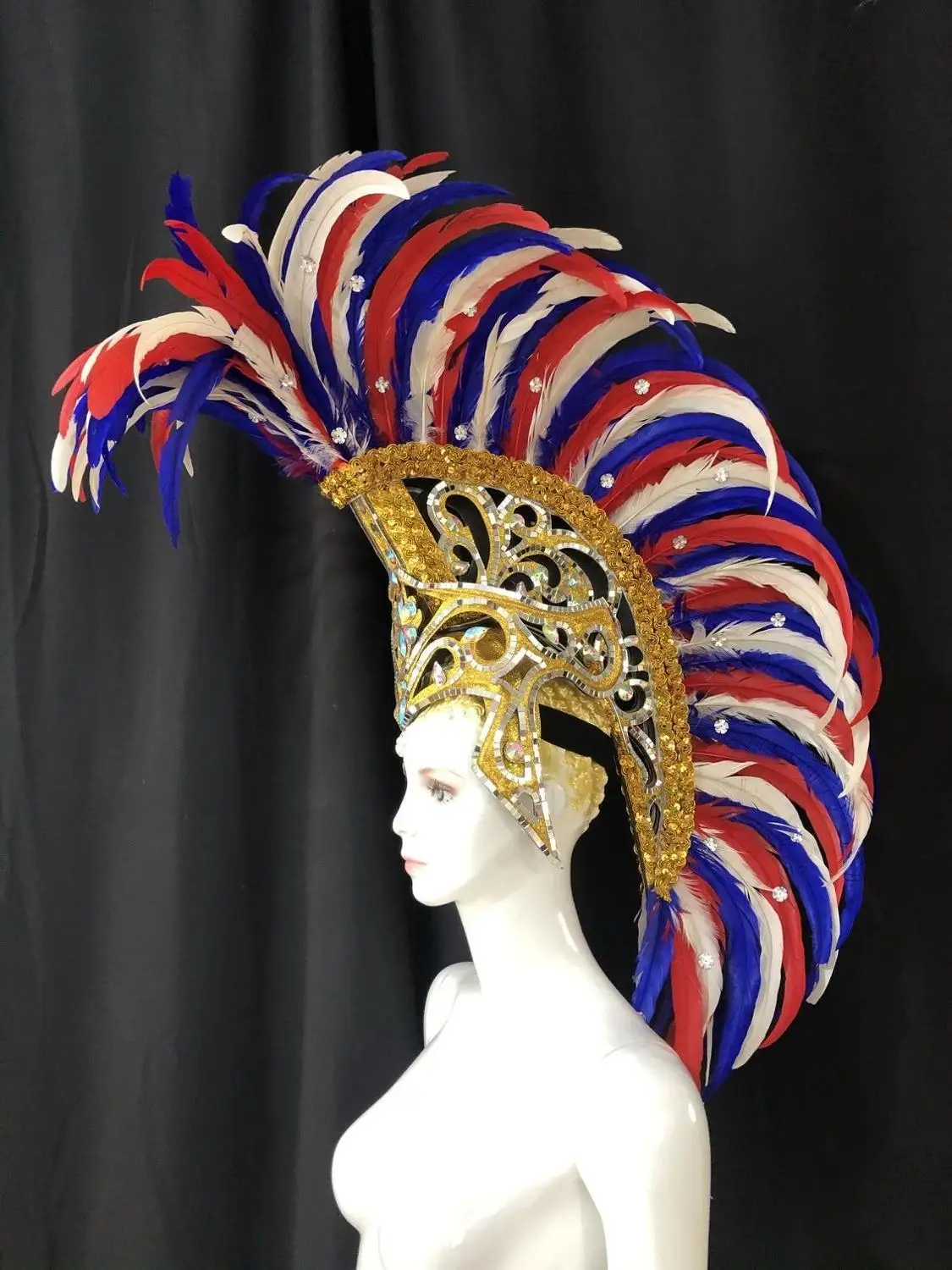 Модный и изысканный головной убор с перьями для танца самбы карнавала Хэллоуина
