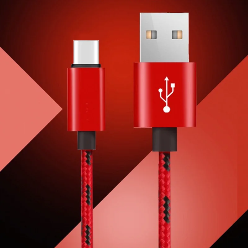 Нейлоновый плетеный шнур USB Type C кабель для передачи данных быстрое зарядное