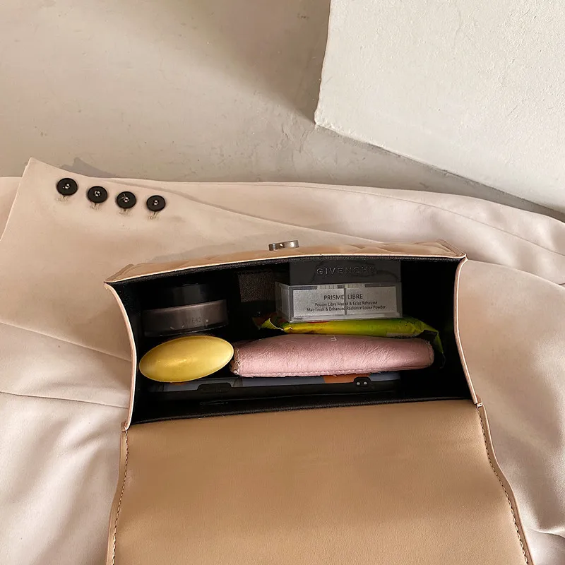 

2020 New Rhombic Pattern Lock Square Bag for Womens Shoulder Bag Casual Lady All-match PU Leather Handbag Classic Crossbody Bags