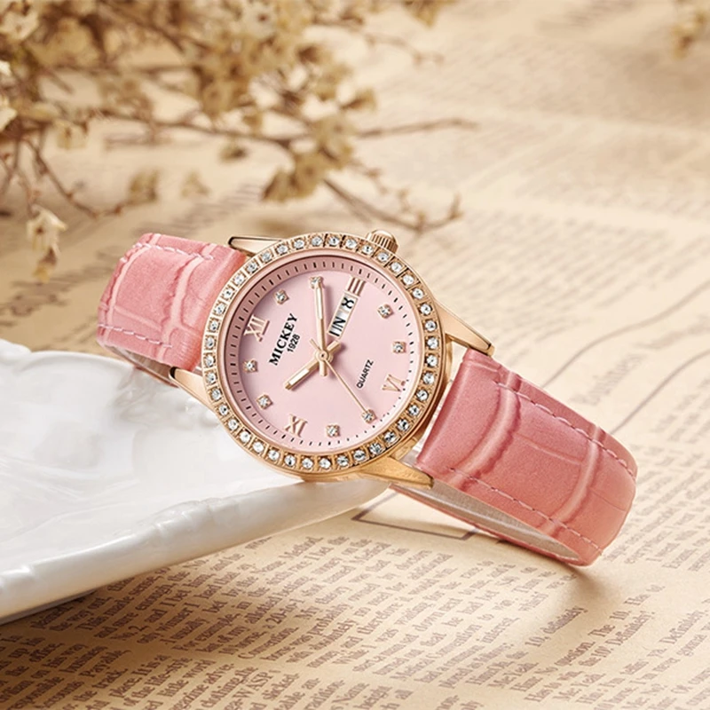 

New Ladies Quartz Watch For Women Calendar Steel Mesh Band Wristwatch Female Leather Strap Hour Rosegold Time Girl Gift Teen Top