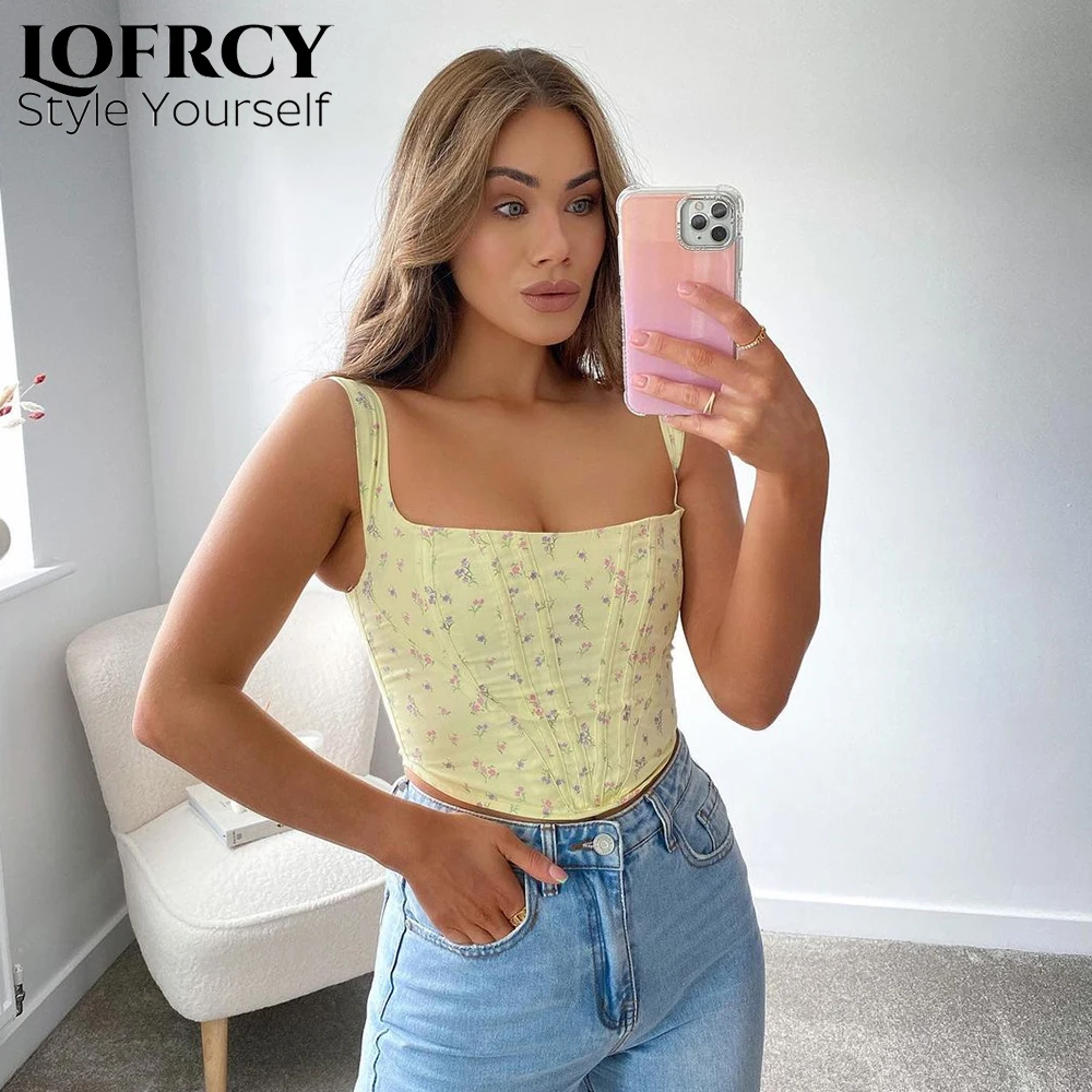 

Цветочный корсет Lofrcy с принтом Y2k, топы, фея, гранж, сексуальная женская пляжная одежда, женский наряд, праздничная одежда, Винтажная Майка
