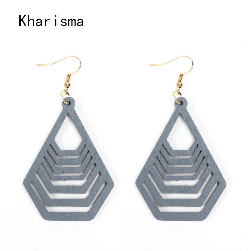 Модные женские ажурные деревянные серьги модные ювелирные изделия 2019 этнические