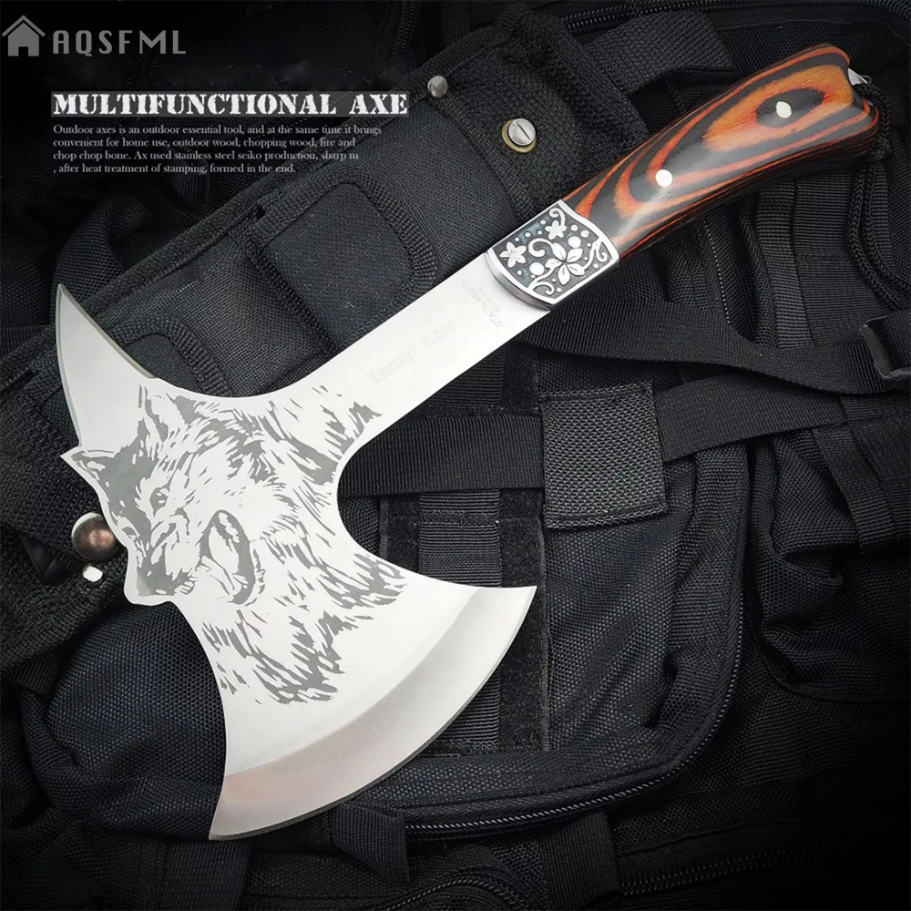 AQSFML Wolf Portable Multifunctional Outdoor Camping Survival Axe Tool Tomahawk Hunting Hatchet Fire/Ice Army Assemble | Инструменты