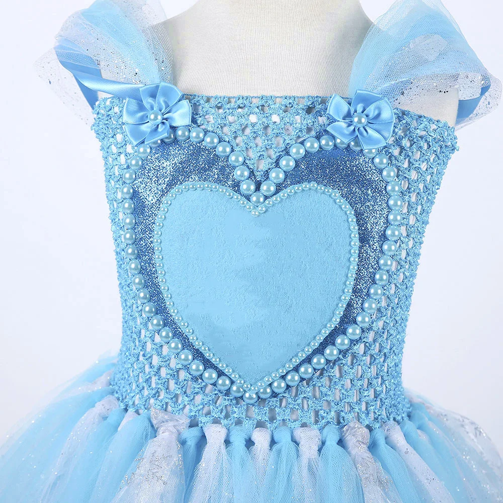 

Princess Sequins Dress for Girls Beading Sequin Tulle Tutu Dress Child Party Costume Ankle Length Birthday Party Dress Vestidos