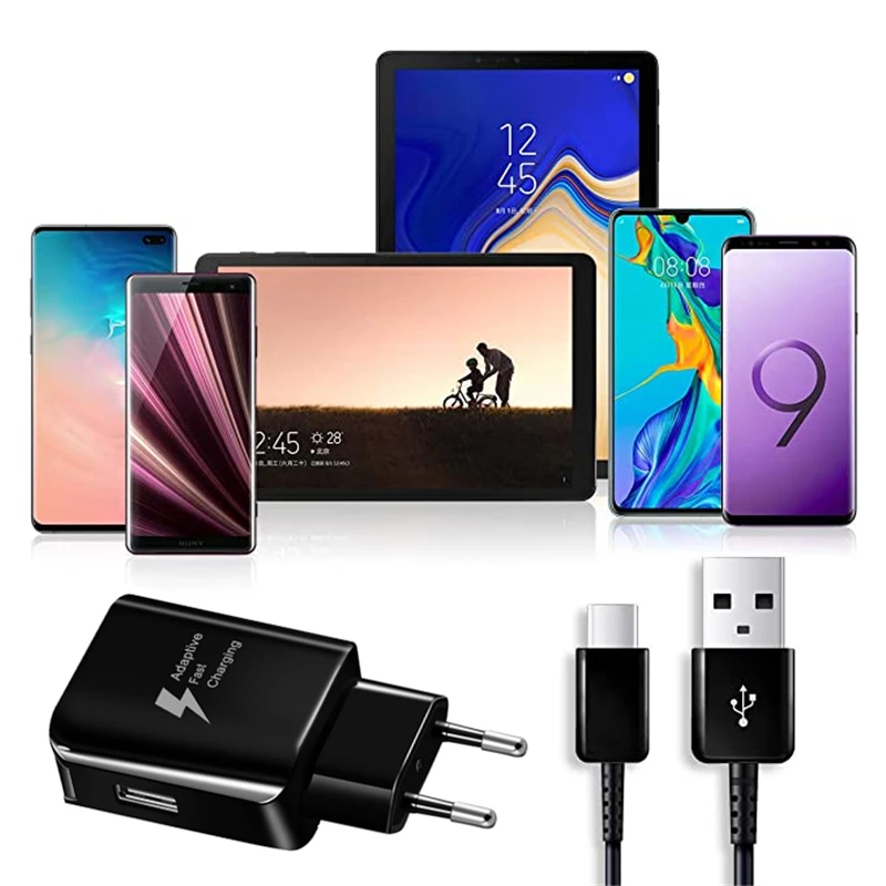 

EU Fast Wall Charger USB Type-C Charging Cable for Samsung Galaxy S20 S10 S9 S8 Plus Note 10 9 8 C9 C7 Pro LG G5 G6 G7 V20 V30
