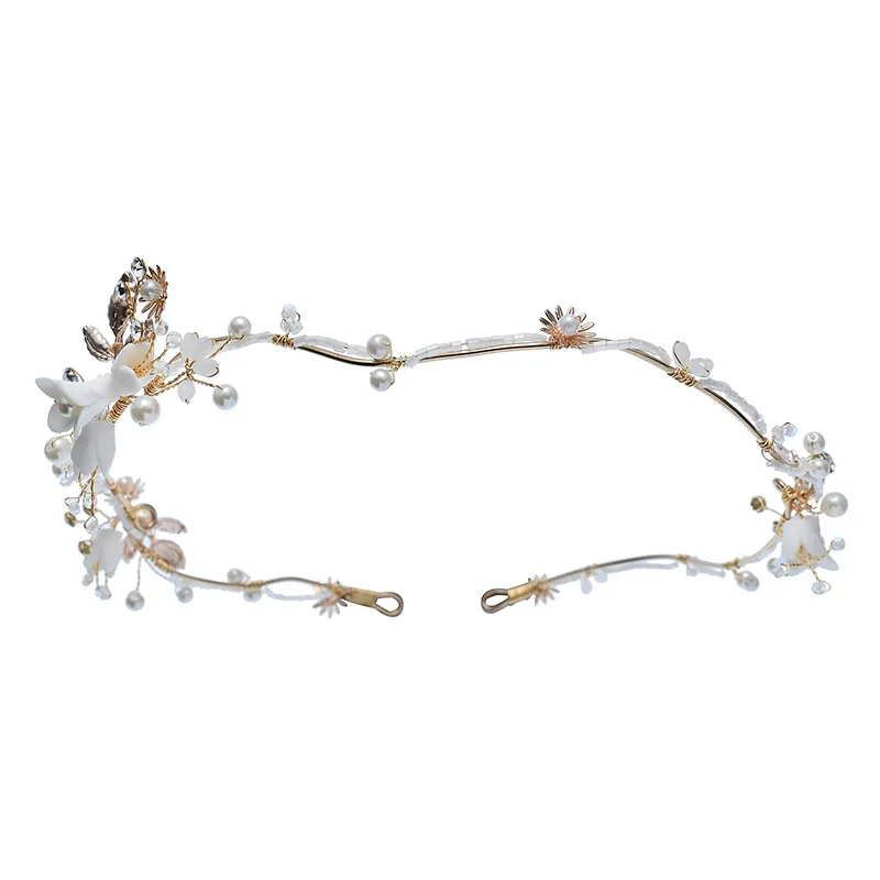 SLBRIDAL ручной работы кристалл Стразы Жемчуг керамический цветок свадебные