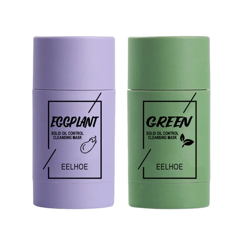 

Green Tea Cleansing Solid Mask Purifying Clay Stick Mask Oil Control Anti-Acne Eggplant Whitening Beauty Facial Skin Care Mask