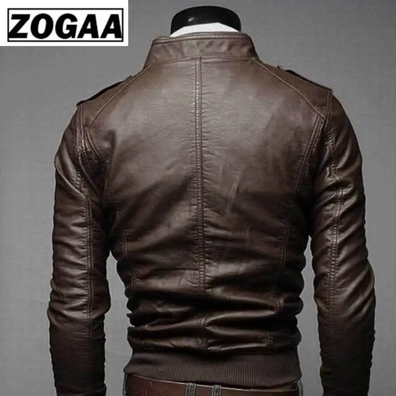 ZOGAA 2019 Для мужчин Кожаная куртка осень-зима кожаная обувь в Корейском стиле