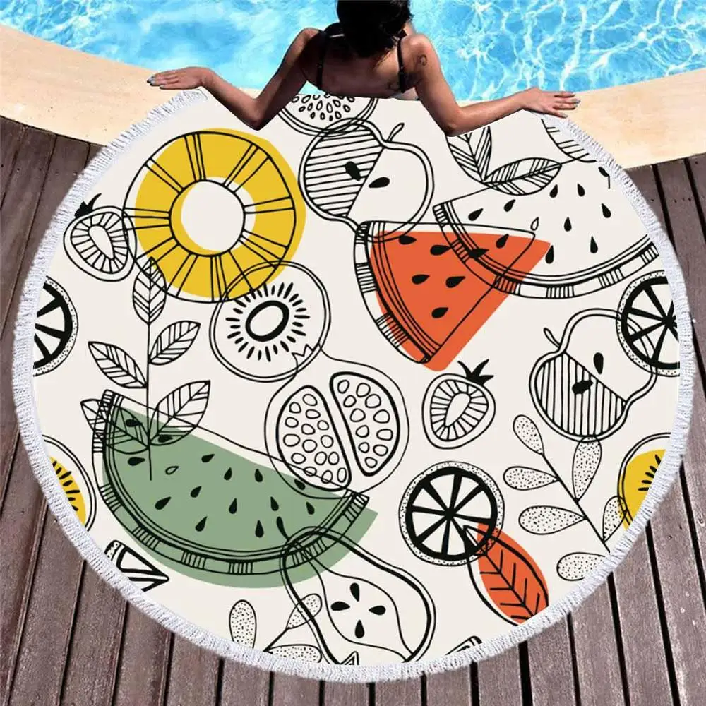 

Polyeater Beach Mats Tapestry 150x150cm Fruit Print Picnic Mat Beach Blanket for Outdoor Hiking Travel Camping Mat