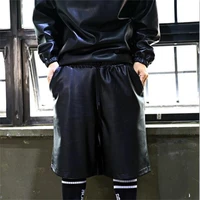 mens shorts spring and autumn new korean edition bright leather versatile fashion casual large size five minutes pants