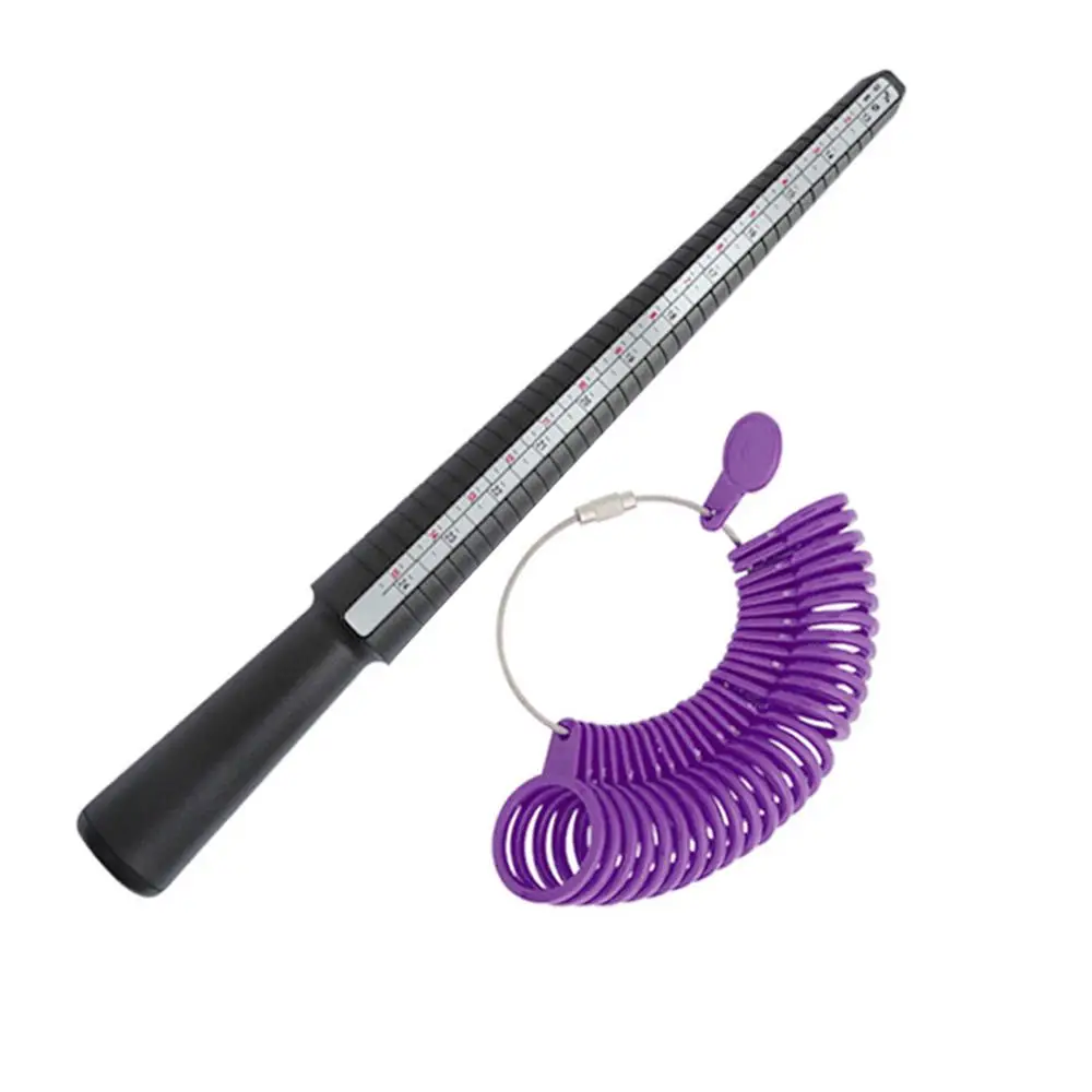 

Black Ring Size Mandrel Stick Finger Gauge Ring Sizer Measuring Jewelry Tool With Standard Circle Sets Finger Gauge Rings