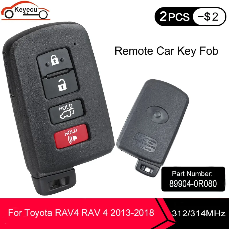 KEYECU 312 /314 МГц для Toyota RAV4 RAV 4 2013 2014 2015 2016 2017 2018 P1 = 88 дистанционный брелок G плата