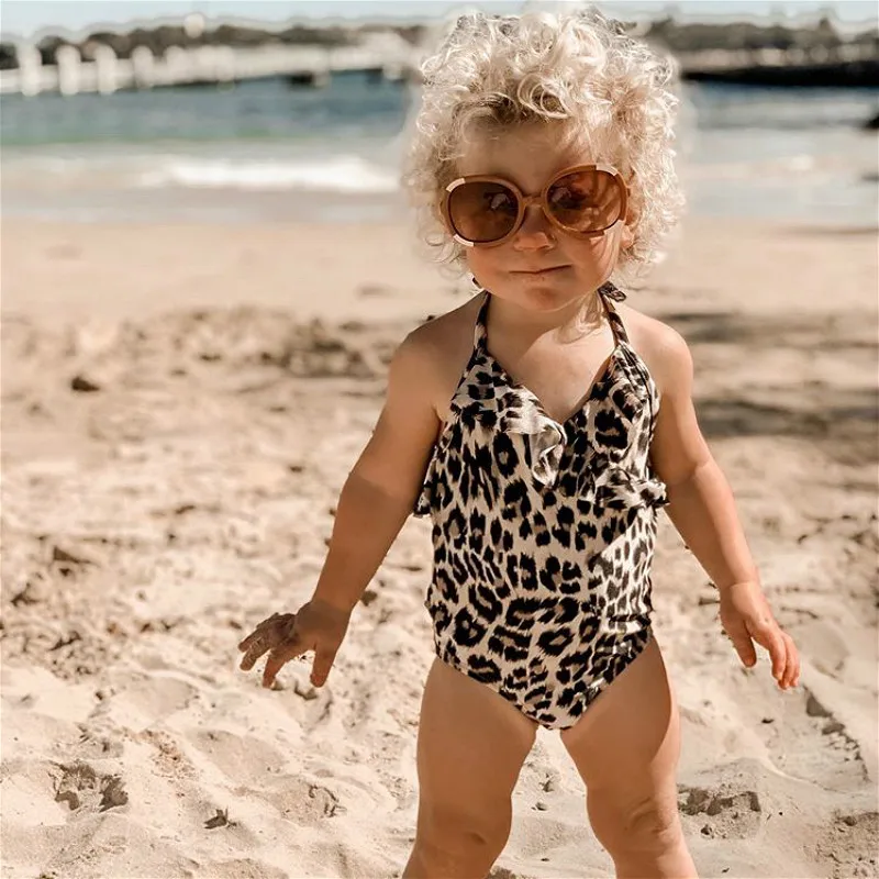 Бикини для маленьких девочек с оборками и леопардовым принтом танкини детские