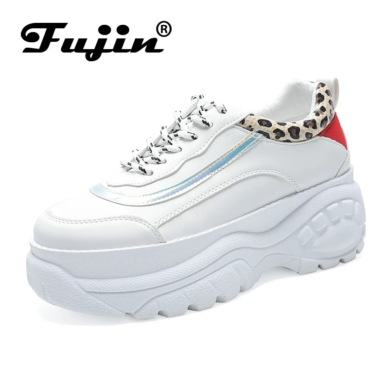 Женские кроссовки на плоской подошве Fujin белые резиновой весна 2020|Женские и кеды|