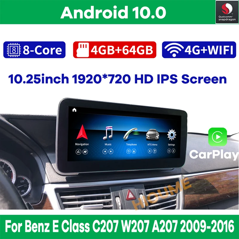 Автомобильный мультимедийный плеер Snapdragon 10 25 дюйма GPS радио для Mercedes Benz E Class