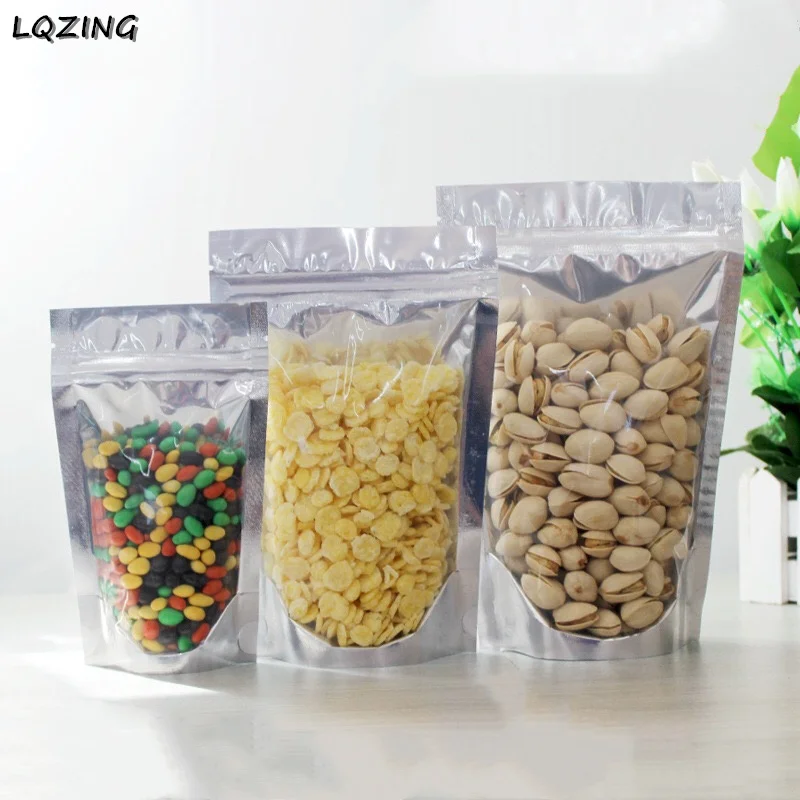 

Прозрачный Пластик стоьте вверх мешок, 50 шт в наборе, Алюминий Фольга замка застежка-молнии Упакованные мешоки, закрывающимися Doypack лавсано...