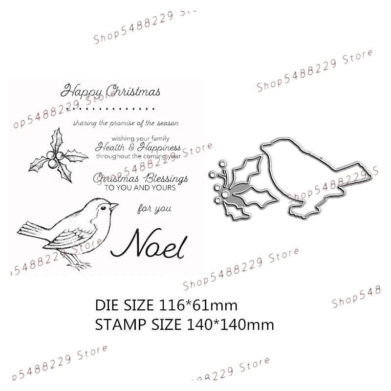 

Рождественские металлические Вырубные штампы, новинка 2021, изготовление бумаги, Рождество, птица, скрапбукинг, тиснение, рамка, карточка, наб...