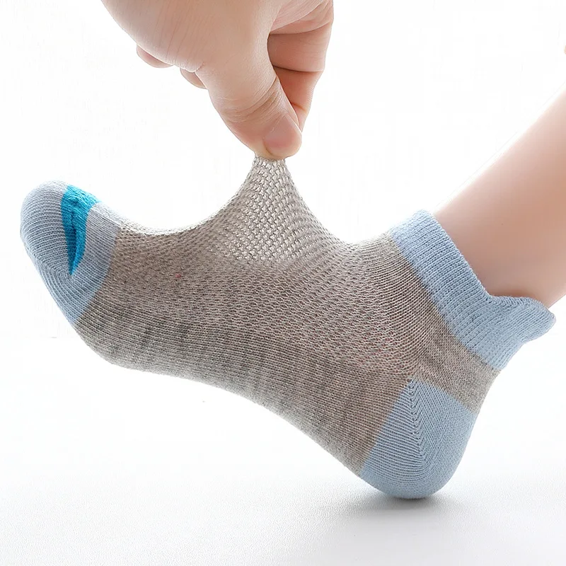 Calcetines de malla de algod&oacute;n para ni&ntilde;o y ni&ntilde;a, medias n&aacute;uticas informales de 2 a 15 a&ntilde;os, moda Primavera Verano, 5 par/lote, 2022-3