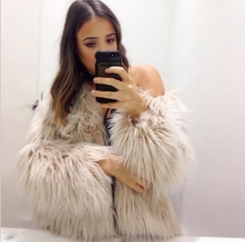 Autumn Winter Thick Warm Faux Fur Coats Women Solid Colors Loose Casual Furry Jackets Office Lady Luxury Elegant Fur Outwears