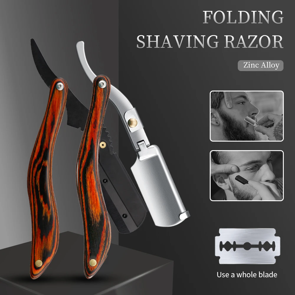 

CestoMen Retro Floding Shaving Razor Wooden Handle Zinc Alloy Material Blade Holder Barber Beard Hair Cleaning Tool Man's Shaver