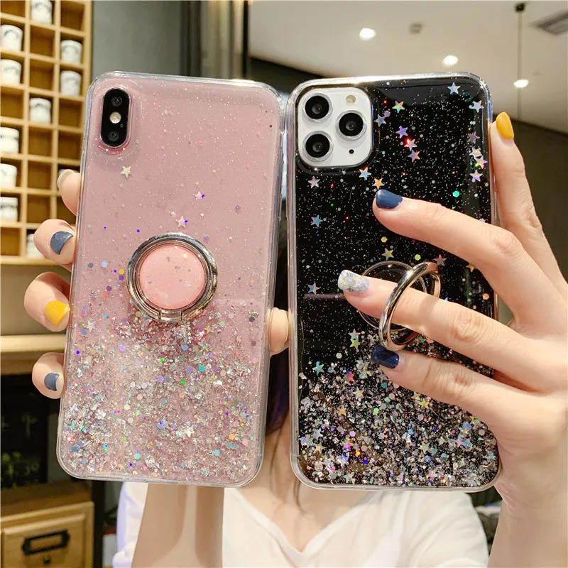 Чехол для телефона iPhone 11 чехол XR X XS MAX 6 6s 7 plus iphon12 pro max блестящий с кольцом