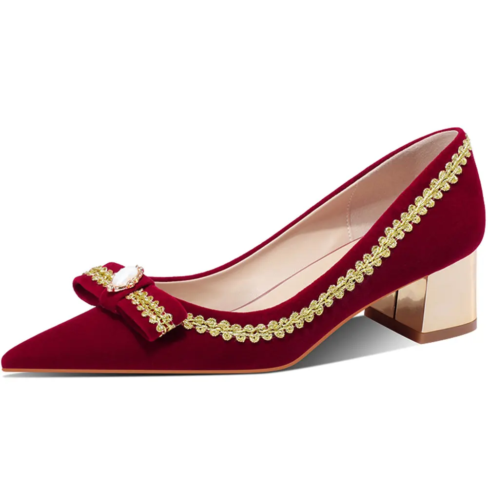

2021 Lapolaka Brand Design Inside Sheepskin Leather Pointed Toe Bow Knot Slip On Bridal Wedding Party Prom Shoes Women Pumps
