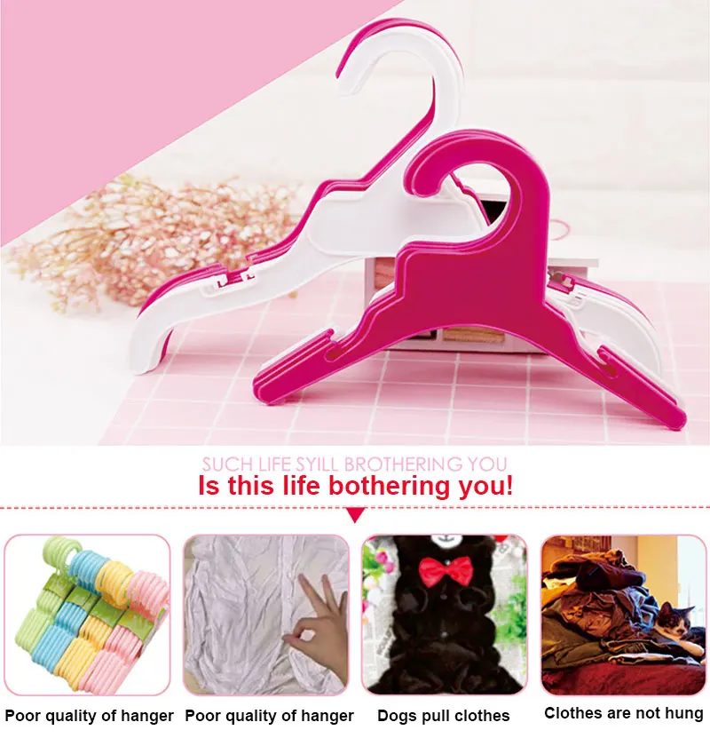 

1/5 Pcs Pet Plastic Coat Hanger Solid Non-slip Puppy And Cat Coat Hanger Save-space Wordrobe Storage Pet Clothes Storage Rack