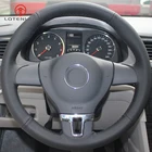 LQTENLEO черная искусственная кожа прошитая вручную чехол рулевого колеса автомобиля для Volkswagen VW Tiguan Lavida Passat B7 Jetta Mk6 MK5