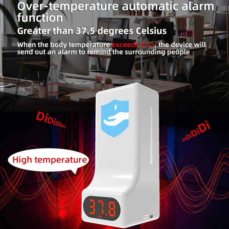 

2 in 1 Automatic Soap Dispenser Wall-Mounted Infrared Thermometer Soap Dispenser