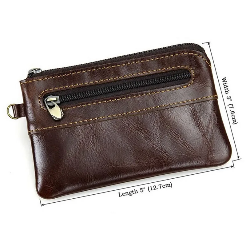 

Men's Women's Genuine Leather Coin Purse Zipper Wallet Card Holder Vintage Retro