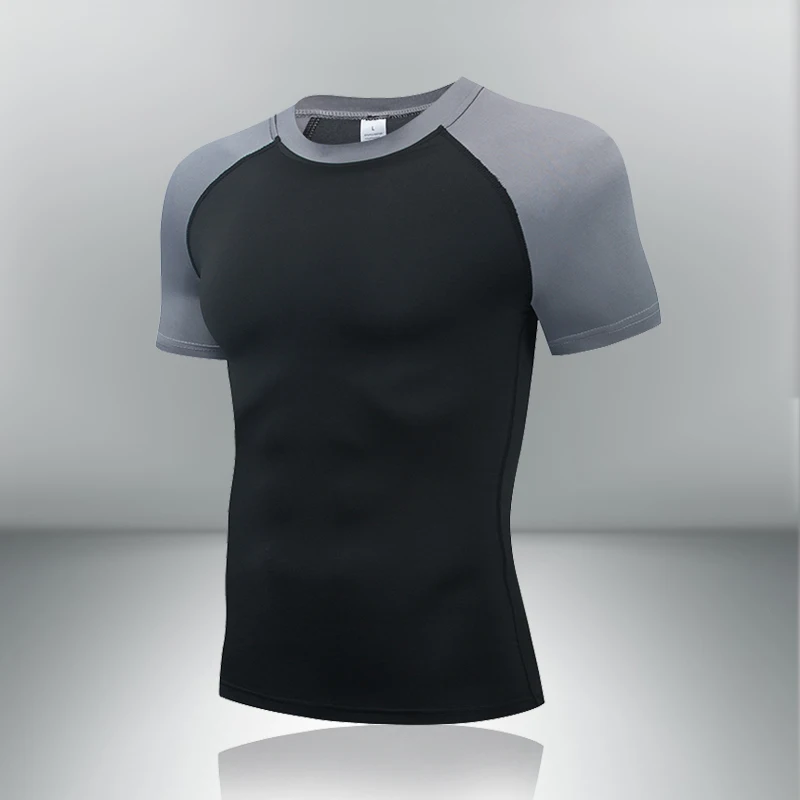 

Compression Patchwork MMA Raglan Sleeves Running Shirt Men Fitness Tops Tees Sport T-shirt Gym Training Workout Sportswear