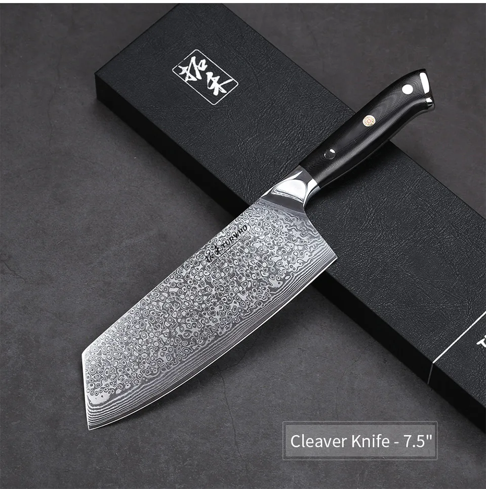 TURWHO 7,5 ''профессиональный нож мясника японский дамасский стальной нож очень острый разделочный нож кухонный поварской нож шеф-повара