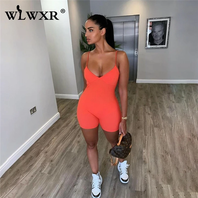Женский Облегающий комбинезон WLWXR короткий без рукавов с открытой спиной на лето
