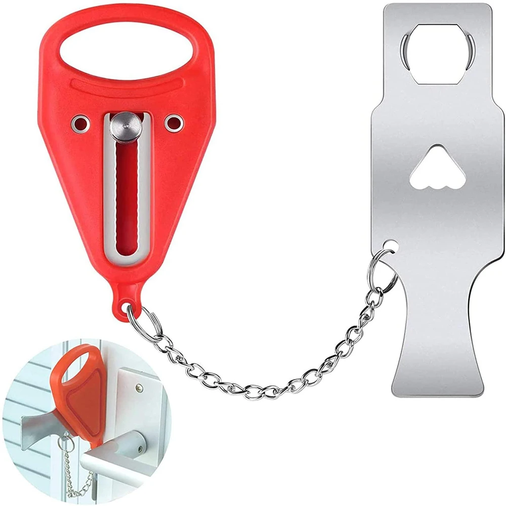 

Портативный дверной замок, защита от кражи, металлическая защелка, для путешествий, аксессуар для дома Фиксатор двери