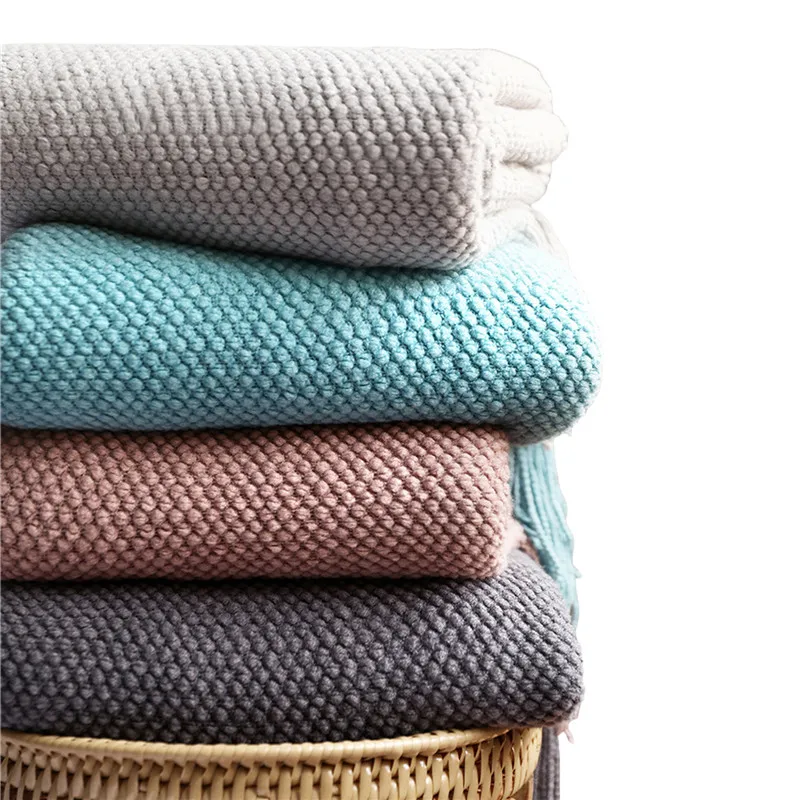 

Knit Throw Blanket Super Soft Comfortable Woven Blanket with Tassel for Couch Sofa Chair Bed Sofa Cover Bedspread Home Decor